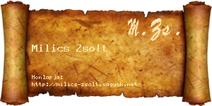 Milics Zsolt névjegykártya